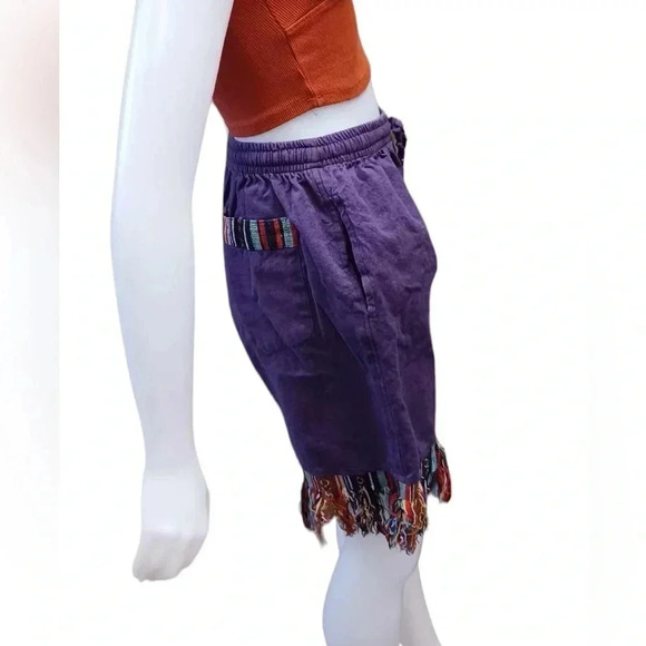 TLB The Little Bazaar Purple Fringe Boho  Shorts Size S/M - Picture 6 of 12